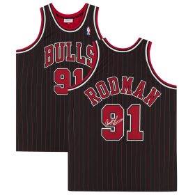 Dennis Rodman Chicago Bulls Autographed Black 1995 Mitchell & Ness Authentic Jersey