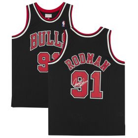 Dennis Rodman Chicago Bulls Autographed Black 1997-98 Mitchell & Ness Replica Jersey
