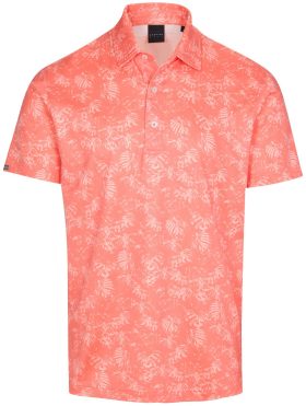 Dunning Men's Holford Ventilated Jersey Performance Golf Polo, Spandex/Polyester in White/Coral, Size L