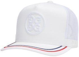 G/FORE Circle Gs Soutache Cotton Twill Trucker Golf Hat, Cotton/Polyester in Snow