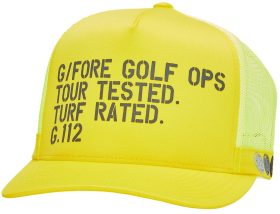 G/FORE Golf Ops G.112 Interlock Knit Tall Trucker Golf Hat, 100% Polyester in Electric