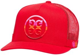 G/FORE Gradient Circle Gs Cotton Twill Trucker Golf Hat, 100% Cotton in Lava