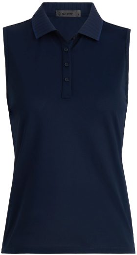 G/FORE Women's Pleated Collar Tech Pique Sleeveless Golf Polo 2024, Spandex/Polyester in Twilight, Size S