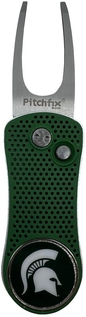 J&M Golf Pitchfix Hybrid Divot Tool W/ Ball Marker in Michigan State Green