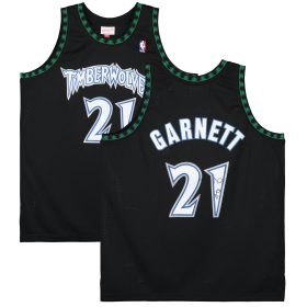 Kevin Garnett Minnesota Timberwolves Autographed Black 1996-1997 Mitchell and Ness Swingman Jersey