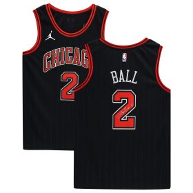 Lonzo Ball Chicago Bulls Autographed Jordan Brand 2021-22 Black Statement Swingman Jersey