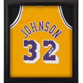 Magic Johnson Los Angeles Lakers Autographed Mitchell & Ness Gold Swingman Jersey Shadowbox