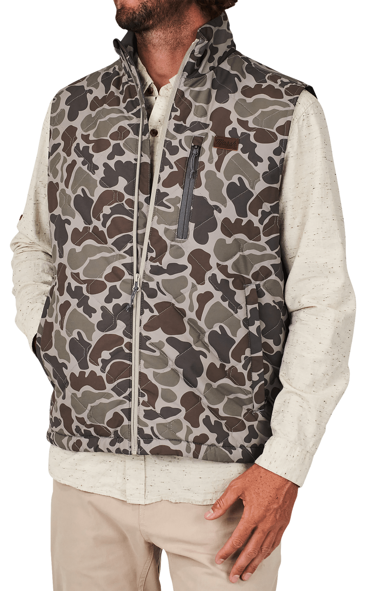 Marsh Wear Barnwell Puff Vest for Men - Dark Green Mallard Camo - M