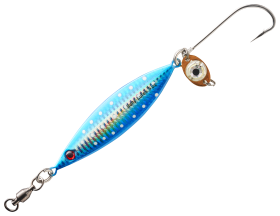 Salty Lures Jigging Spoon with Auto LED Light - Blue-Lumin - 5" - 5 oz.