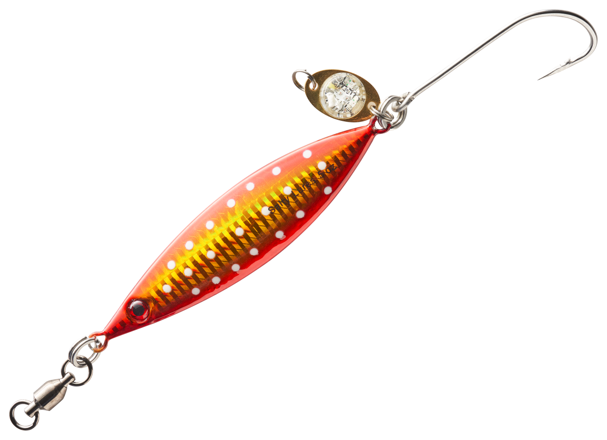 Salty Lures Jigging Spoon with Auto LED Light - Red-Lumin - 5" - 5 oz.