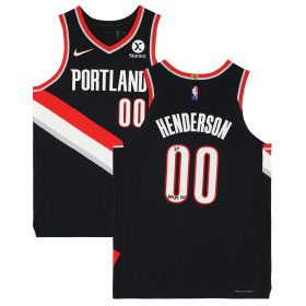 Scoot Henderson Portland Trail Blazers Autographed Black Nike Diamond Icon Edition Authentic Jersey