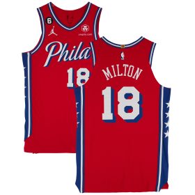Shake Milton Philadelphia 76ers Game-Used #18 Red Jersey vs. Los Angeles Clippers on December 23, 2022