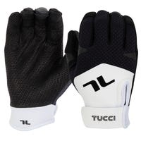 Tucci Napoli Elite Adult Baseball Batting Gloves in Black/White Size Large