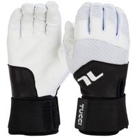Tucci Napoli Pro Adult Baseball Batting Gloves in White/Black Size Large