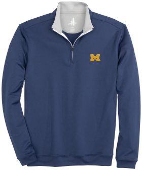 johnnie-O Men's University Of Michigan Diaz Prep-Formance 1/4 Zip Golf Pullover, Spandex/Polyester in Navy, Size L