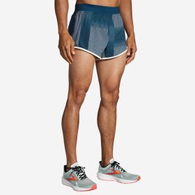 Brooks Sherpa 3" Split Shorts Men's Running Apparel Indigo Rush Altitude Print