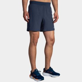Brooks Sherpa 7" Shorts Men's Running Apparel Blue Slate