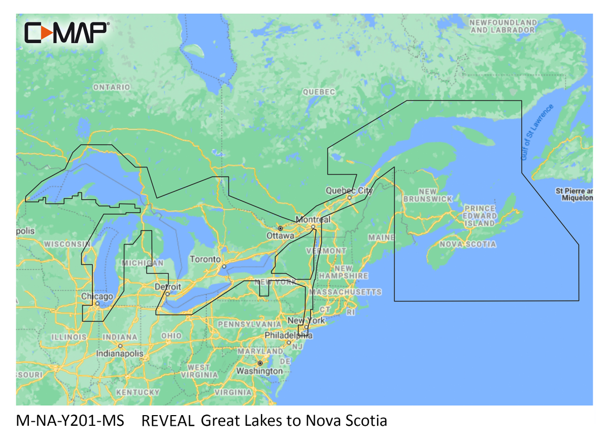 C-MAP Reveal SD Card Map Chart - Great Lakes to Nova Scotia
