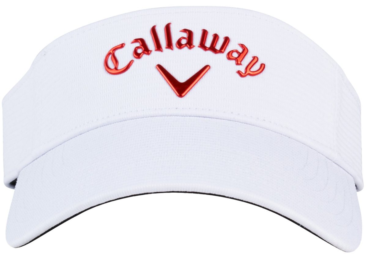 Callaway Men's Liquid Metal Golf Visor 2024 in White/Fire Red