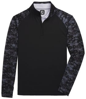 FootJoy Men's Camo Colorblock Mid-Layer Golf Pullover, Nylon/Spandex in Black, Size S