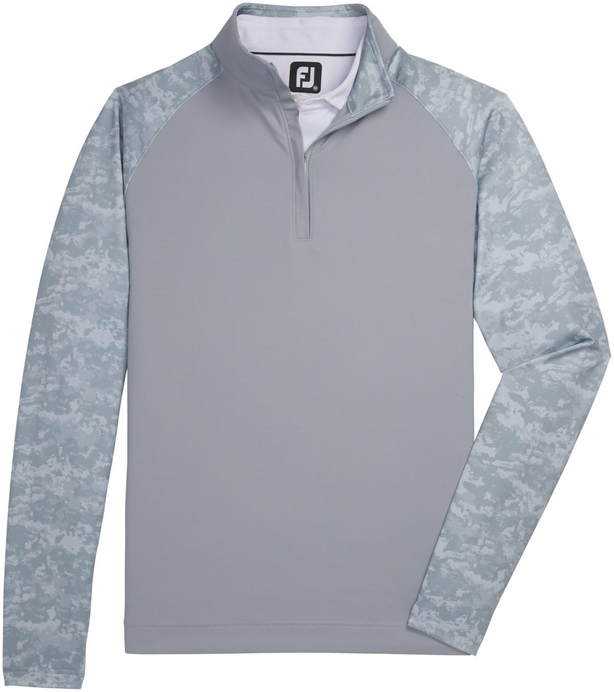 FootJoy Men's Camo Colorblock Mid-Layer Golf Pullover, Nylon/Spandex in Grey, Size S
