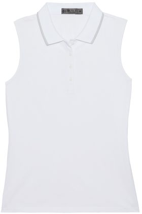 G/FORE Women's Pleated Collar Tech Pique Sleeveless Golf Polo 2024, Spandex/Polyester in Snow, Size S