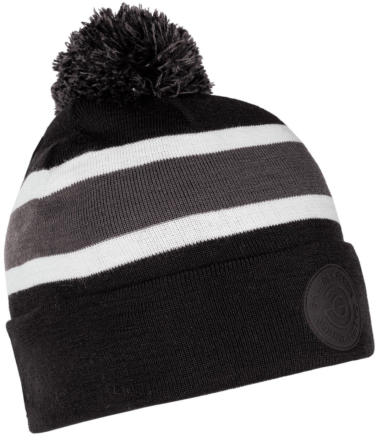 Galvin Green Men's Leighton Golf Beanie in Black/Forged Iron/White