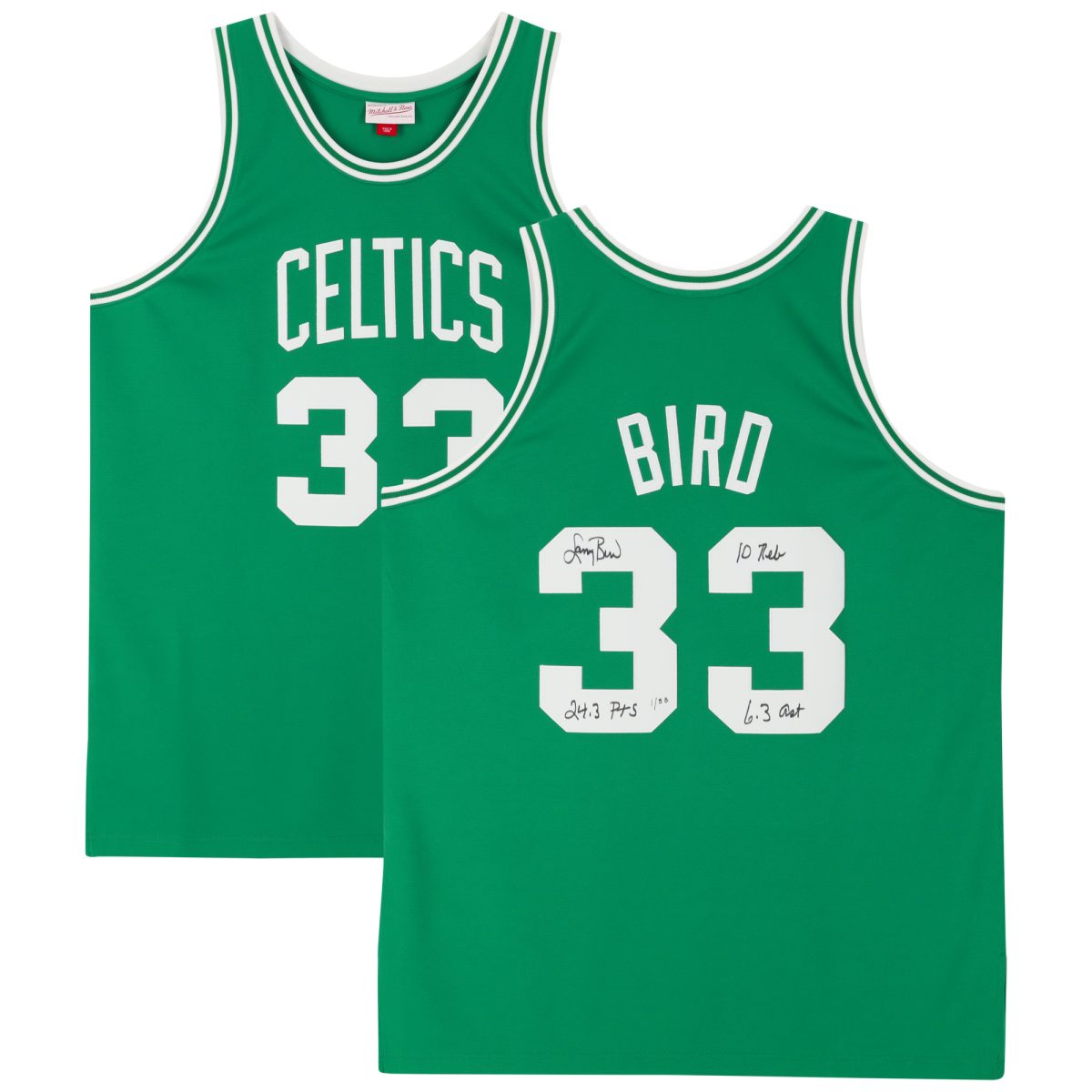Larry Bird Boston Celtics Autographed Green Mitchell & Ness 1985-1986 Authentic Jersey with Multiple Inscriptions - Limited Edition #1/33