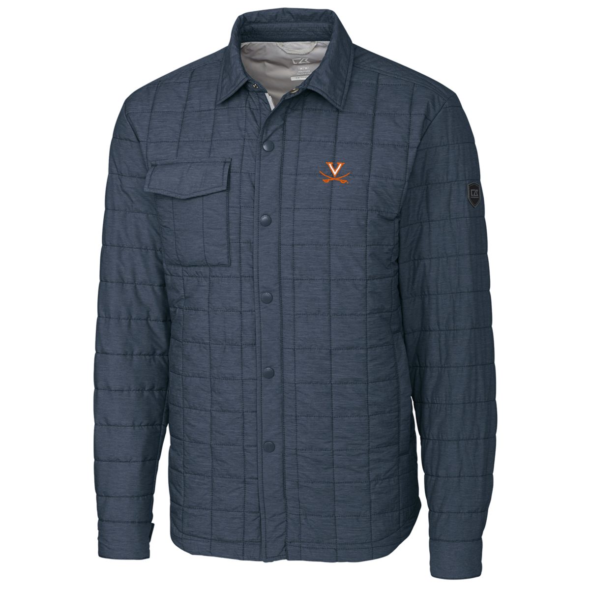 Men's Cutter & Buck Anthracite Virginia Cavaliers Rainier Full-Snap Shirt Jacket