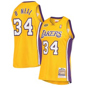 Men's Mitchell & Ness Shaquille O'Neal Gold Los Angeles Lakers 2000 NBA Finals Hardwood Classics Authentic Jersey