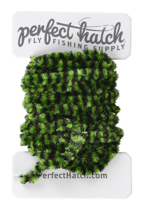 Perfect Hatch Variegated Chenille - Insect Green/Black - Medium