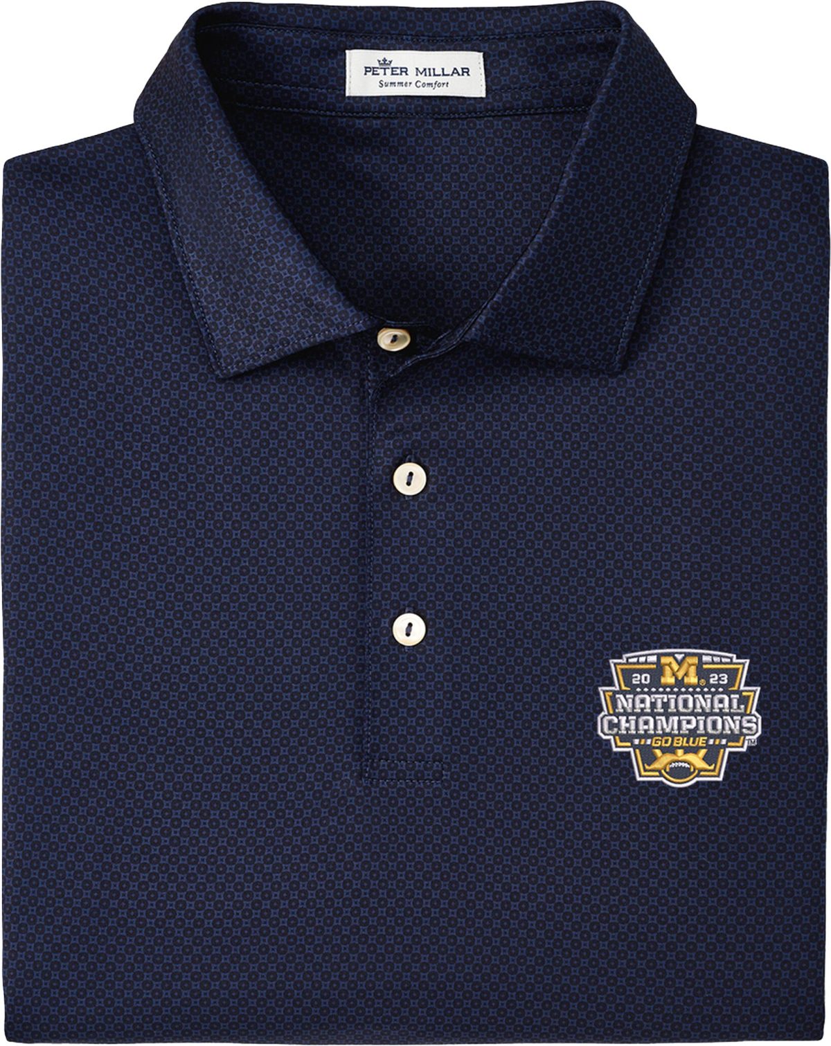Peter Millar Men's University Of Michigan National Champion Dolly Performance Jersey Golf Polo, Spandex/Polyester in Navy, Size