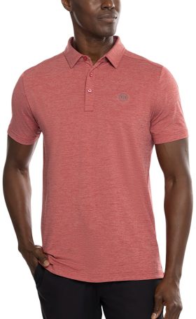 TravisMathew Men's Heating Up Golf Polo, Cotton/Polyester/Spandex in Heather Scooter Hsc, Size S