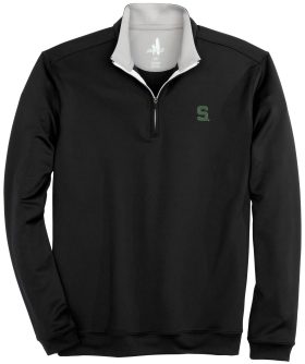 johnnie-O Men's Michigan State Spartans Diaz Prep-Formance 1/4 Zip Golf Pullover, Spandex/Polyester in Black, Size 2XL