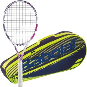 Babolat Evo Aero Lite + Yellow Club Bag Tennis Starter Bundle (Pink)