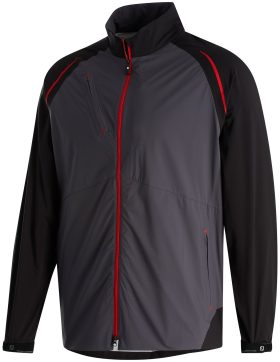 FootJoy Men's Dryjoys Select Golf Rain Jacket in Black/Charcoal/Red, Size S