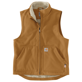 Carhartt Flame-Resistant Sherpa Lined Duck Vest for Men - Carhartt Brown - L