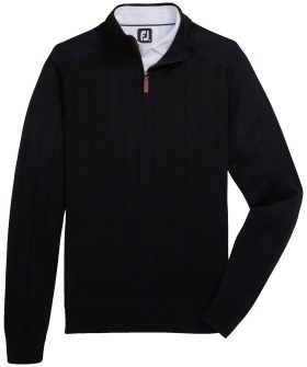 FootJoy Drop Needle Lined Men's Golf Sweater - Black - Black, Size: Small