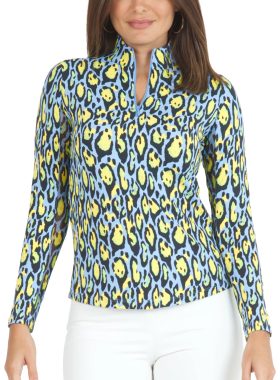IBKUL Womens Gemma Print Long Sleeve Mock Neck Golf Top - Multicolor, Size: Small