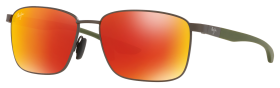 Maui Jim Ka'ala Glass Polarized Sunglasses - Dark Gunmetal/Hawaii Lava Red Mirror - Large