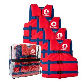 Overton's Universal Adult Life Jackets 4-Pack, Red