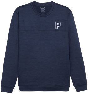 PUMA CLOUDSPUN Patch Crewneck Men's Golf Sweater - Blue, Size: Small