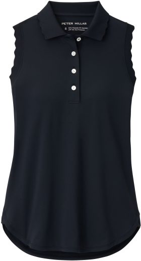 Peter Millar Womens Opal Sleeveless Stretch Jersey Golf Polo 2024 - Black, Size: X-Small