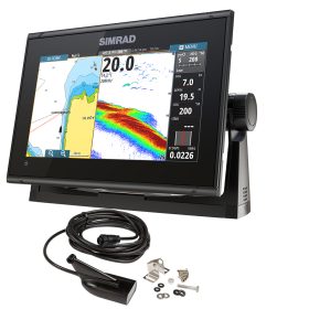 Simrad GO9 XSE Chartplotter/Fishfinder w/ MED/HI Downscan Transom Mount Transducer & C-MAP Discover Chart in Blue