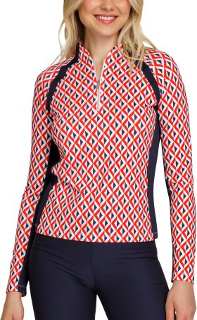 Tail Activewear Womens Flynn Long Sleeve Golf Top - Red, Size: X-Small