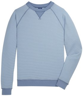 FootJoy French Terry Feeder Stripe Crewneck Men's Golf Sweater - Storm/Mist - Blue, Size: Large
