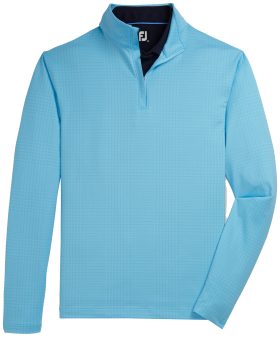 FootJoy Glen Plaid Printed Jersey Mid-Layer Men's Golf Pullover - Blue Sky - Blue, Size: Small