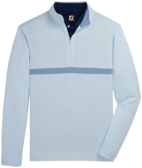 FootJoy Inset Stripe Mid-Layer Flat Back Rib Men's Golf Pullover - Mist/Storm - Blue, Size: Medium
