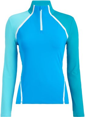 G/FORE Womens Colour Block Silky Tech Quarter Zip Golf Pullover - Blue, Size: Medium