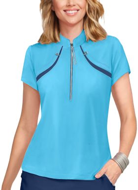 Jamie Sadock Womens Cap Sleeve Golf Top - Blue, Size: X-Small
